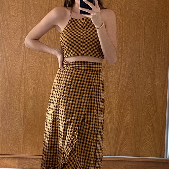 ZARA GINGHAM SET SKIRT AND TOP - Picture 1 of 2